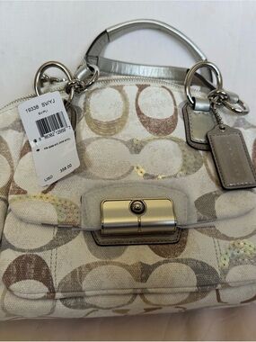 NWT Coach Kristin Signature Embossed Sequin Domed Satchel 19338 with Dustbag